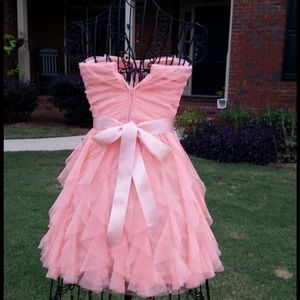 Peach strapless prom dress